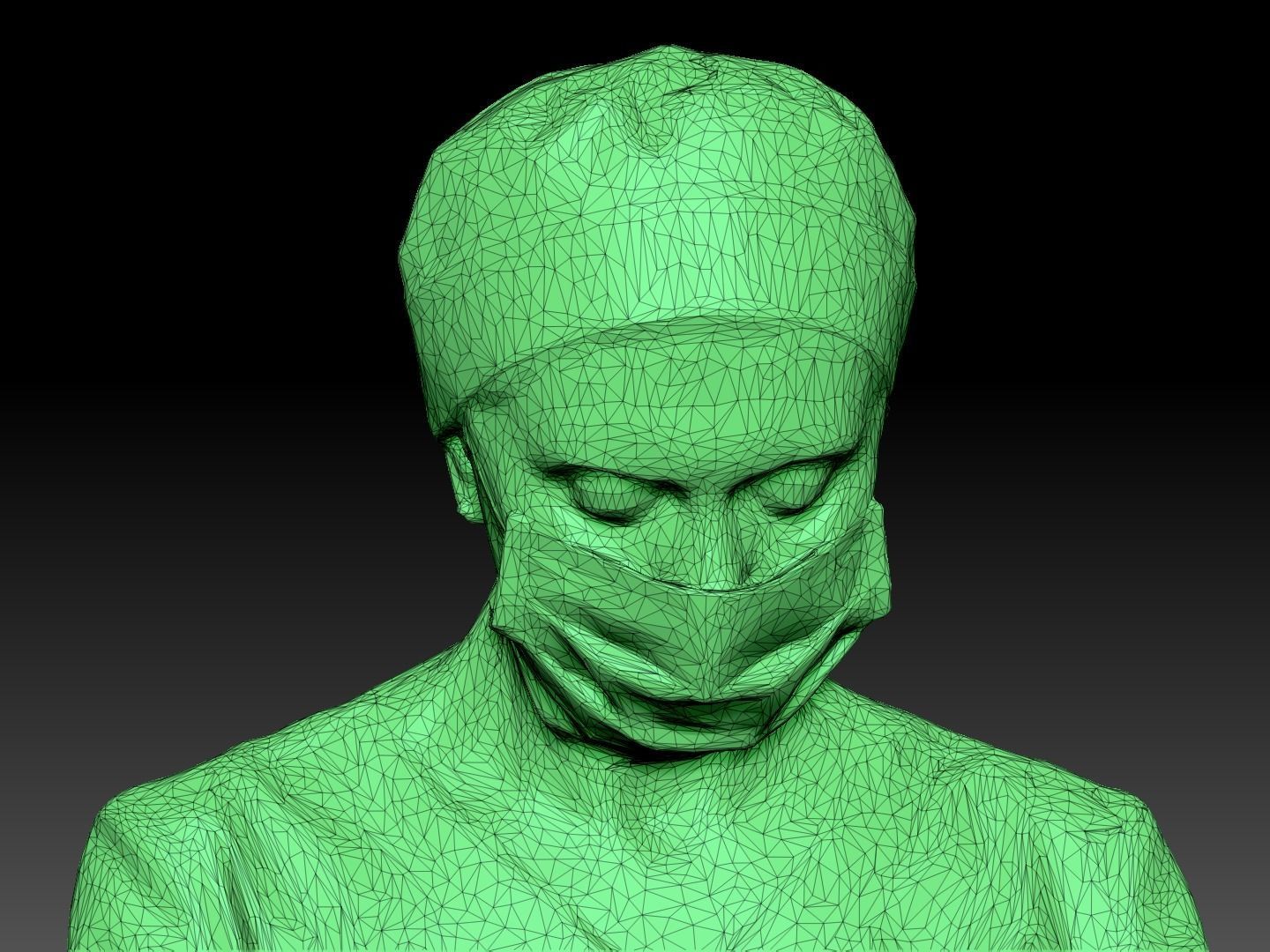 Surgical female doctor in blue uniform working 221 Low-poly 3D model_4