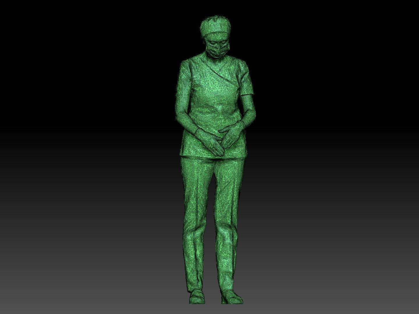 Surgical female doctor in blue uniform working 221 Low-poly 3D model_5