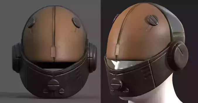 Helmet scifi fantasy PBR textures low poly futuristic 