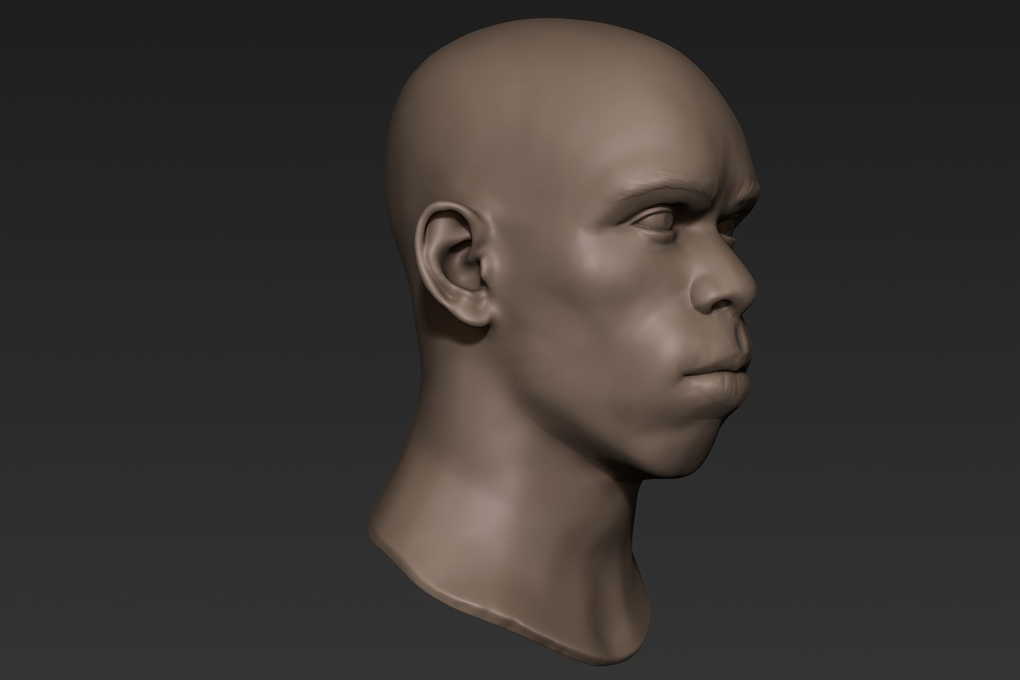 Black Man Head 4 3D model_3
