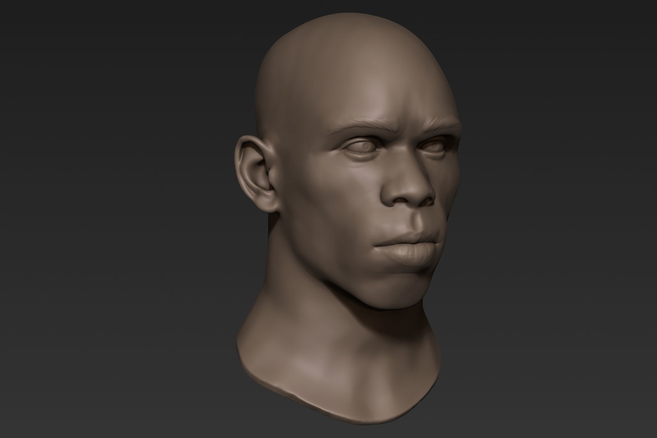Black Man Head 4 3D model_2