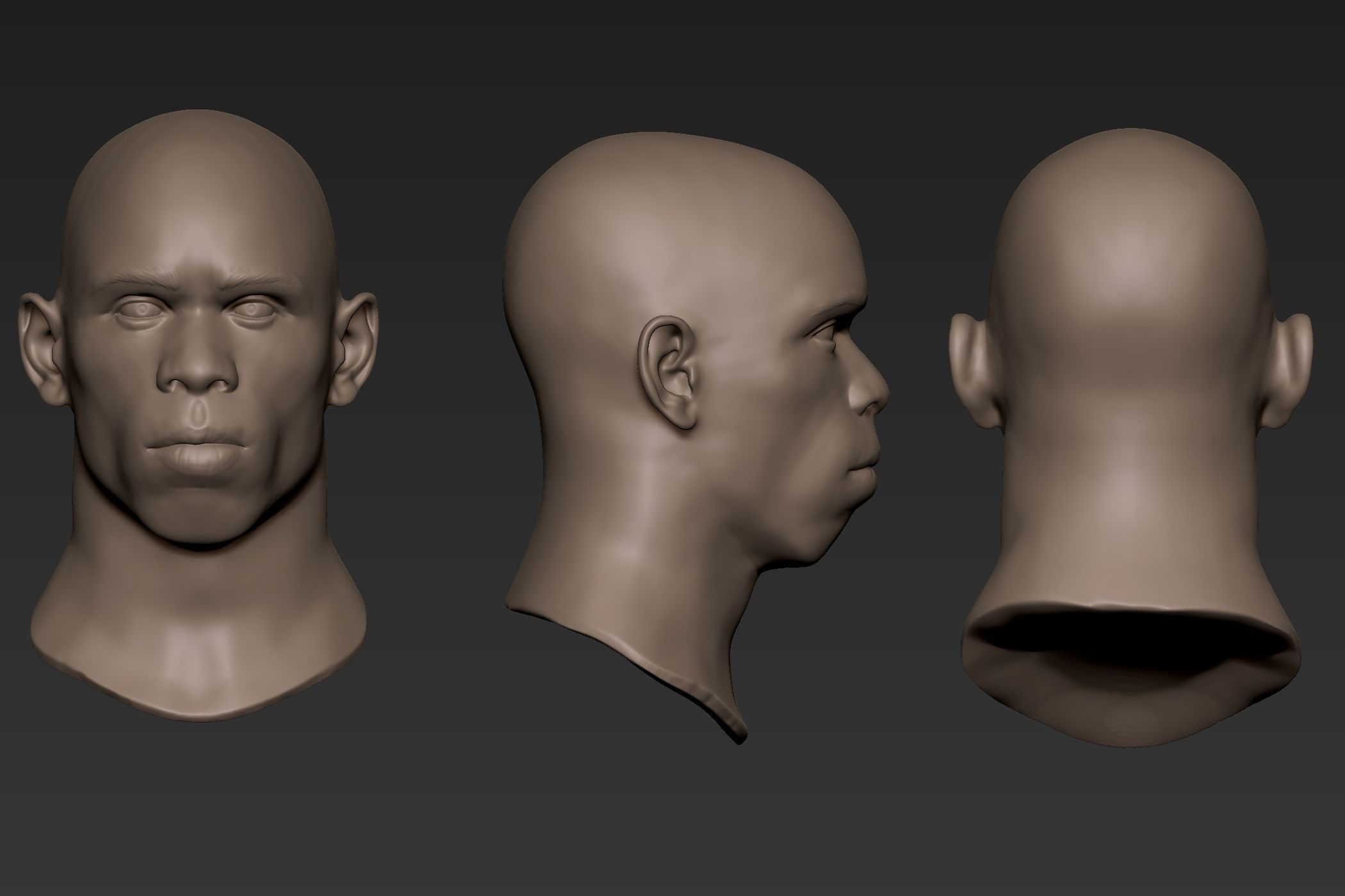 Black Man Head 4 3D model_8