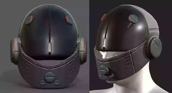 Helmet scifi fantasy PBR textures low poly 