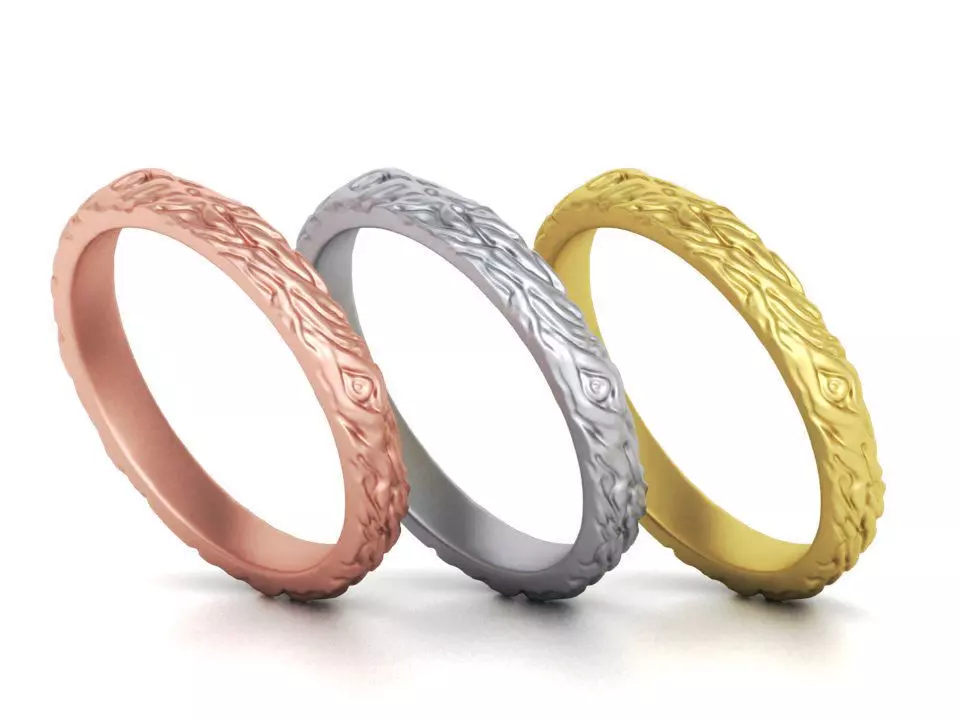 Twig Wedding ring 3mm wide Wood Wedding band 3D print model