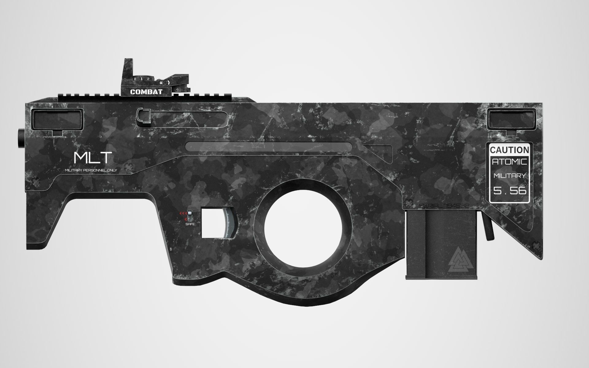 SCIFI Bullpup Low-poly 3D model_4