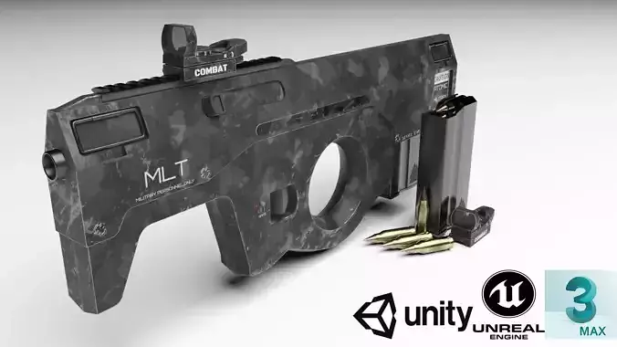 SCIFI Bullpup Low-poly 3D model