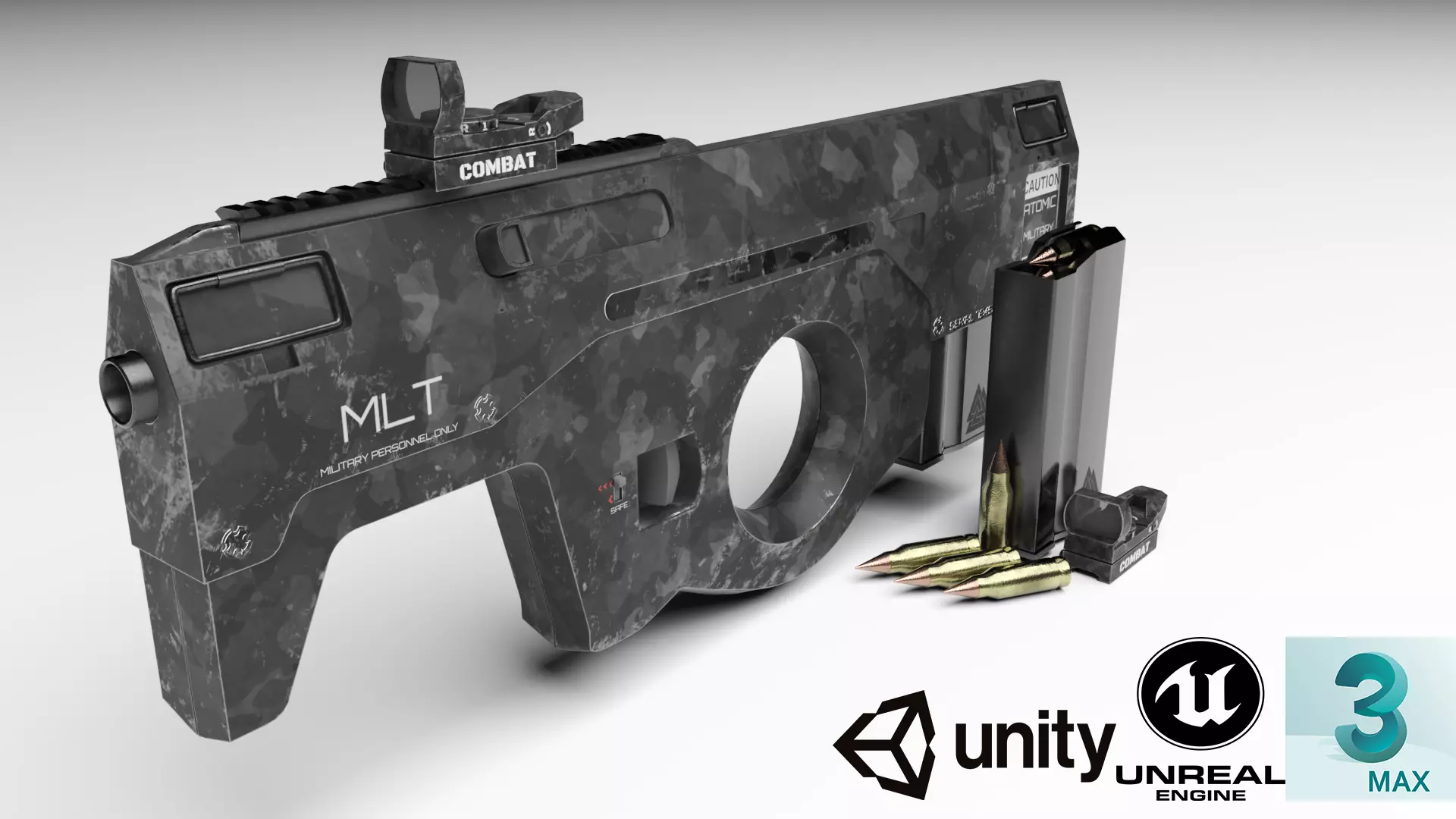 SCIFI Bullpup Low-poly 3D model_0