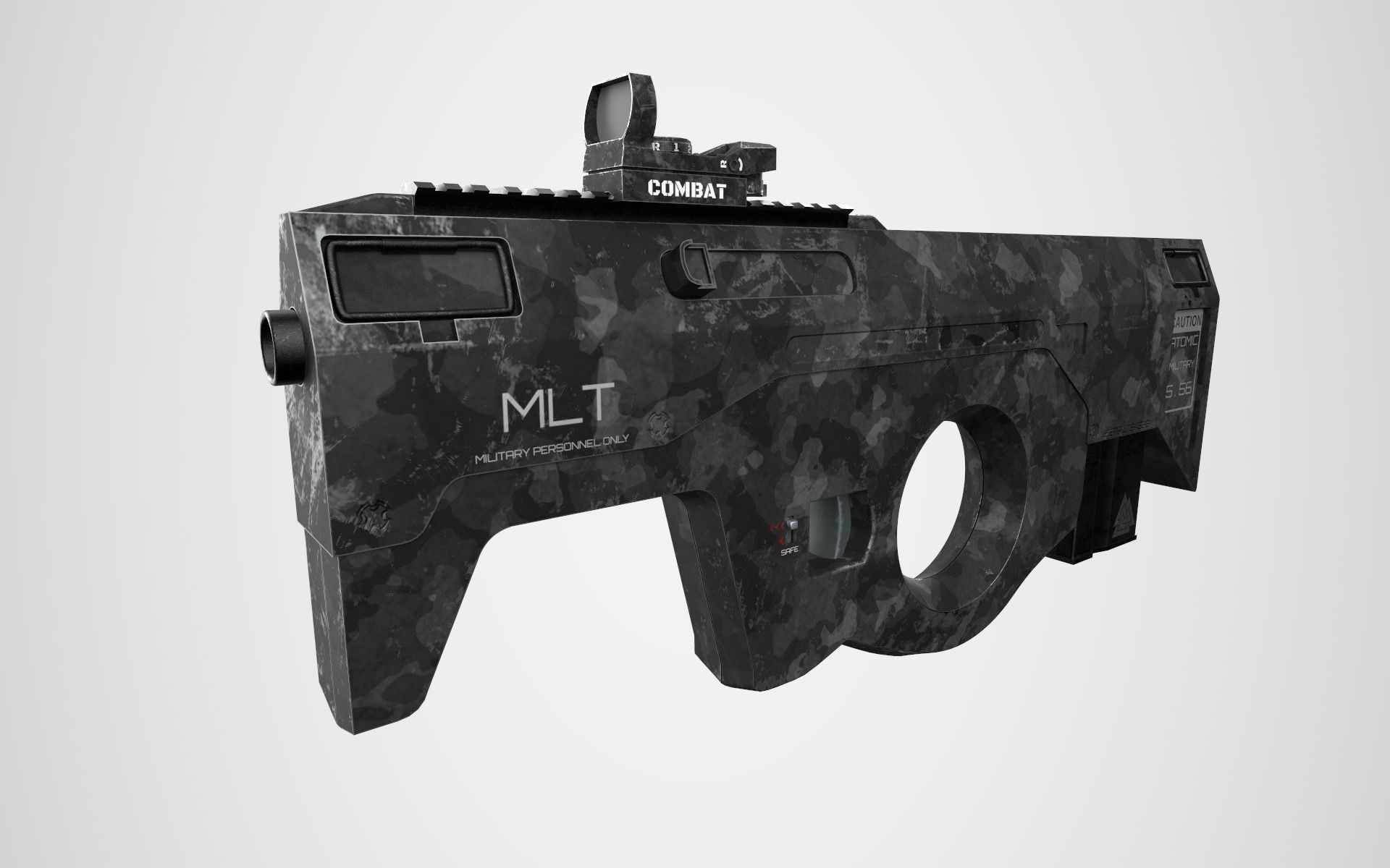 SCIFI Bullpup Low-poly 3D model_7