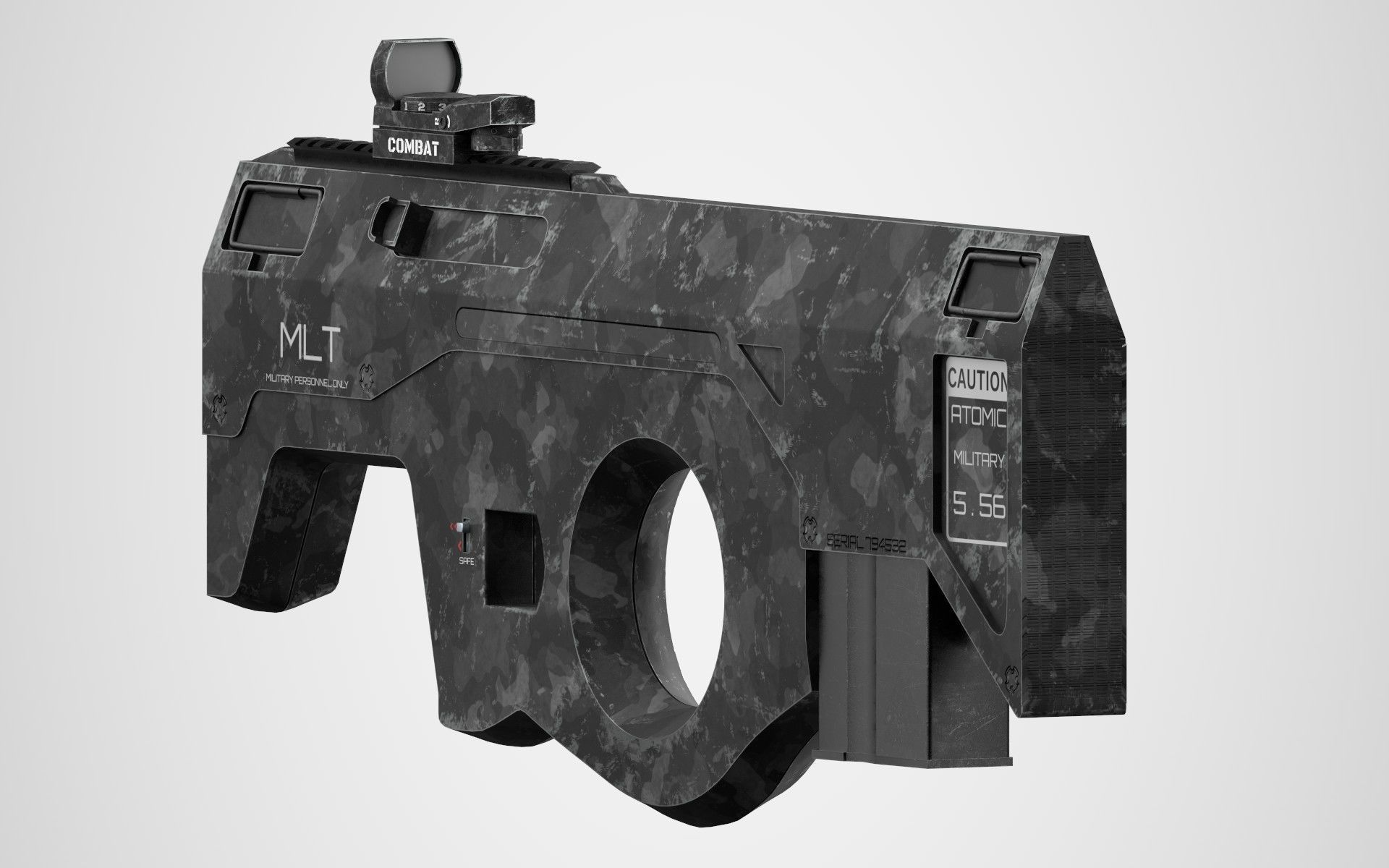 SCIFI Bullpup Low-poly 3D model_9