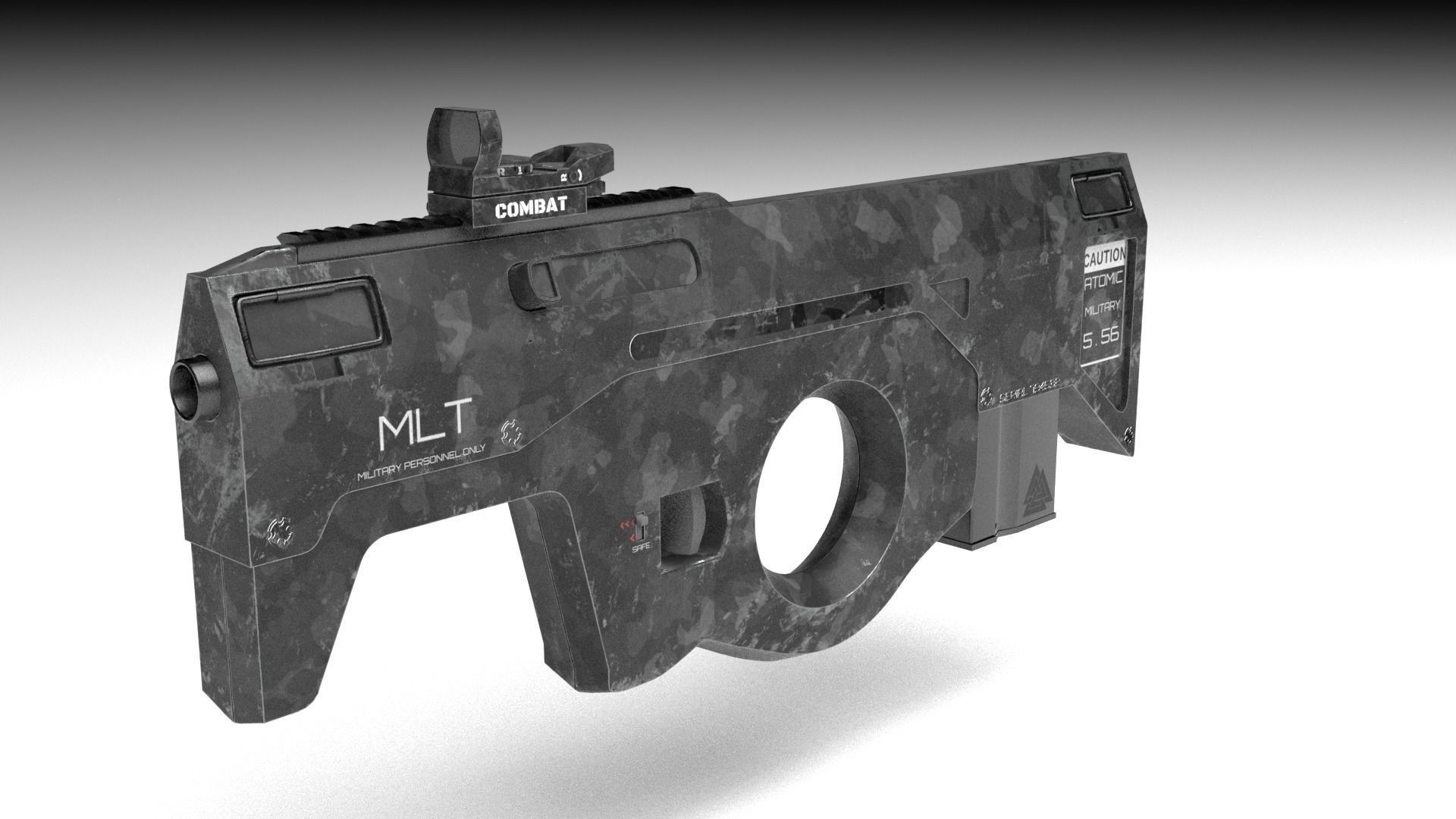 SCIFI Bullpup Low-poly 3D model_5