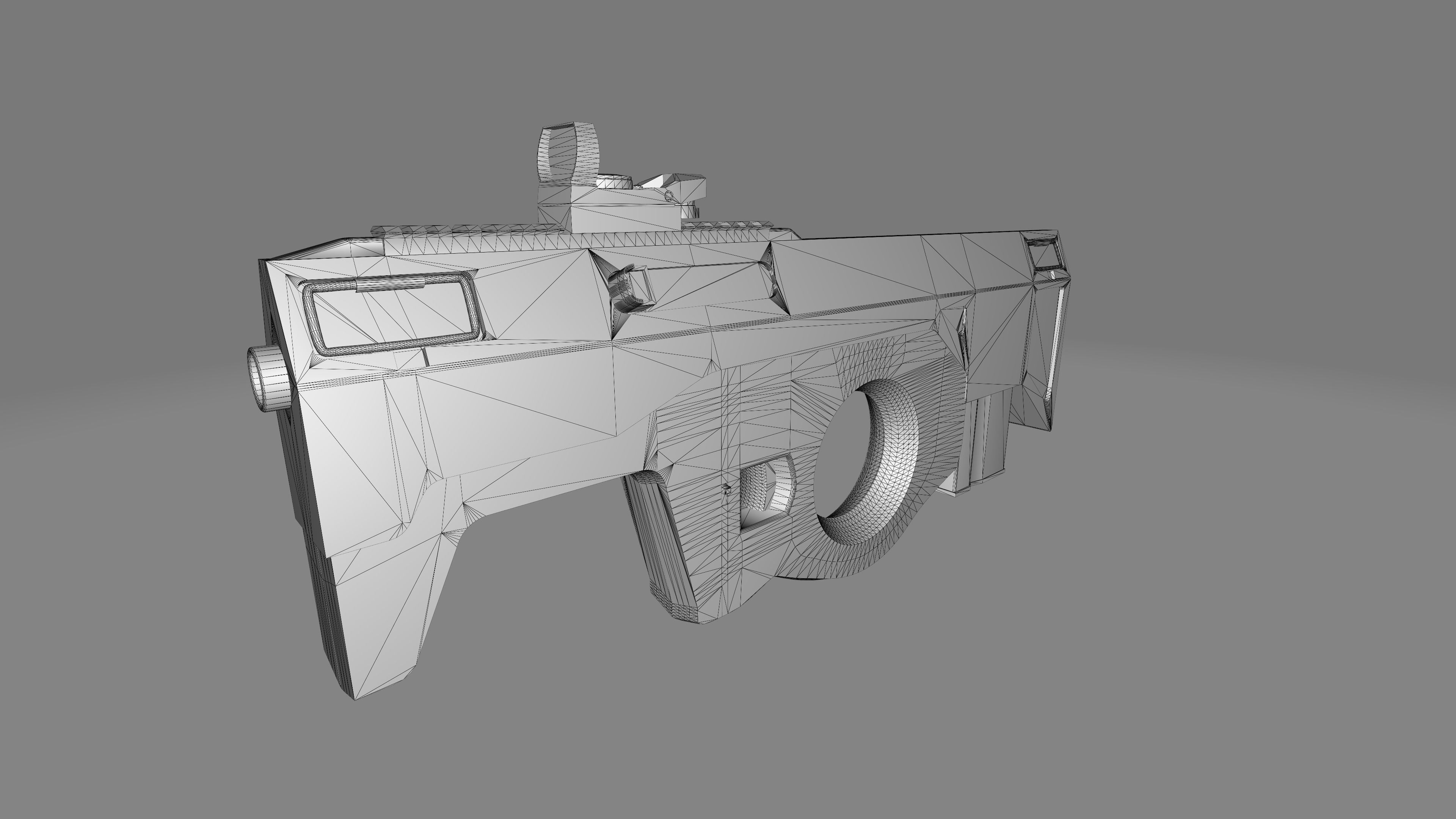SCIFI Bullpup Low-poly 3D model_12