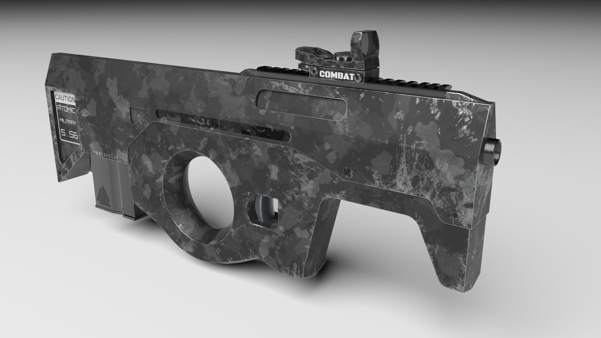 SCIFI Bullpup Low-poly 3D model_6