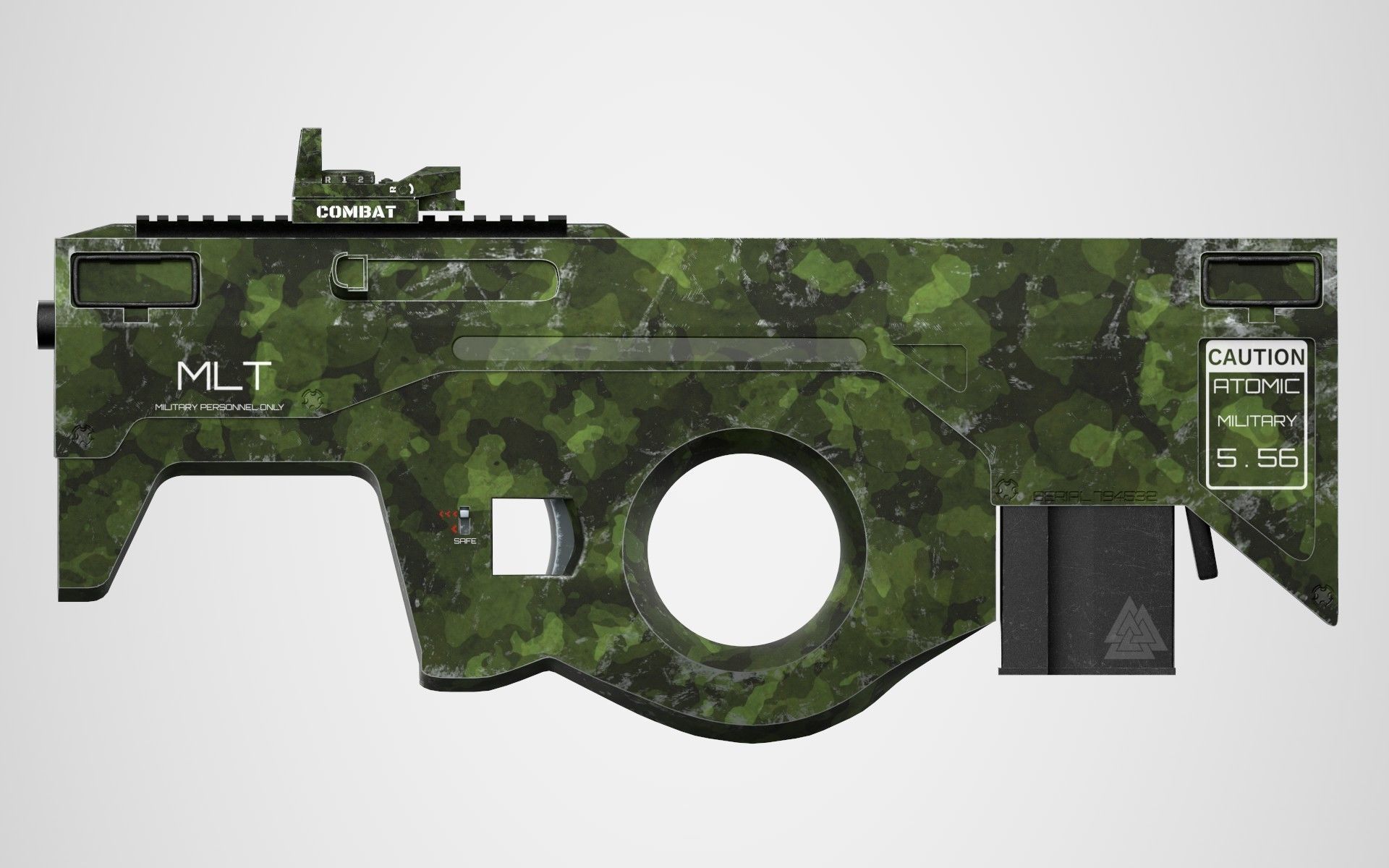 SCIFI Bullpup Low-poly 3D model_2