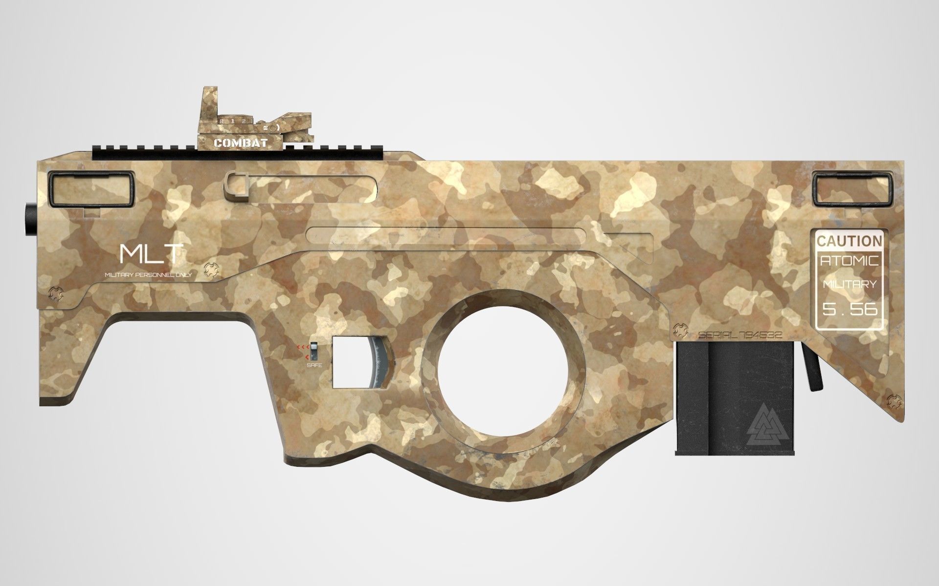 SCIFI Bullpup Low-poly 3D model_3