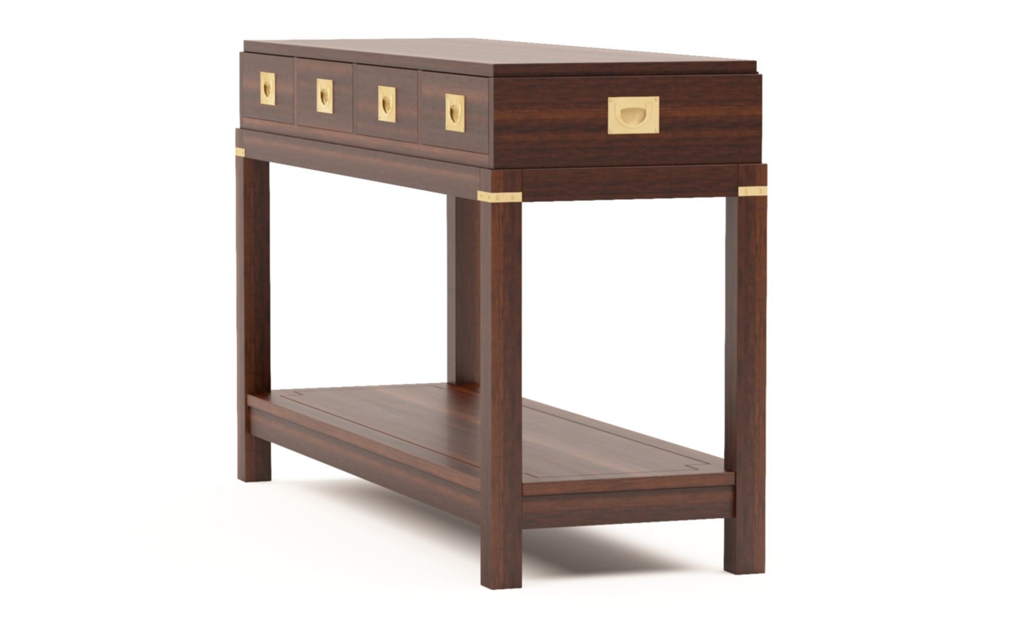 Wellington 4 Drawer Console 3D model_1