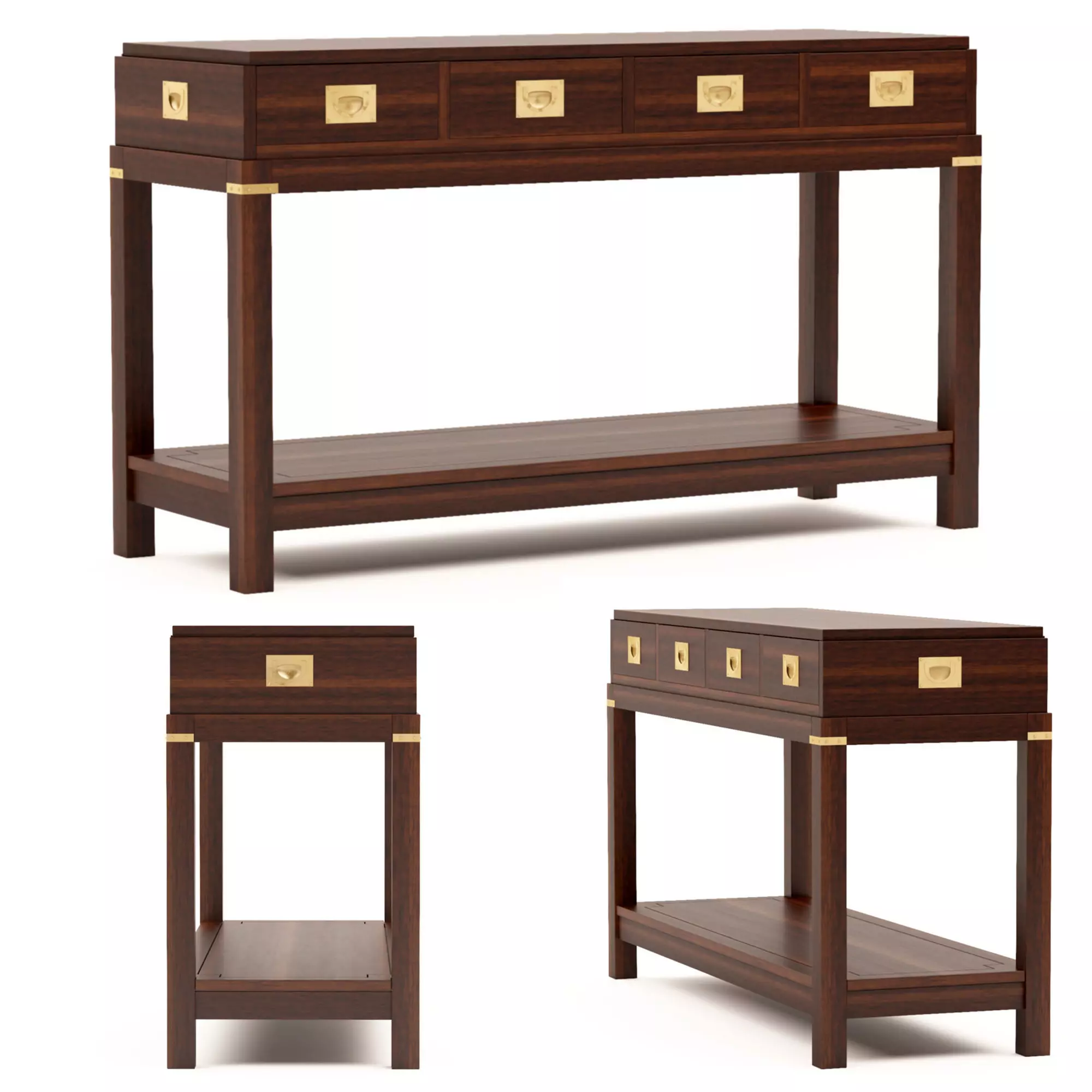 Wellington 4 Drawer Console 3D model_0