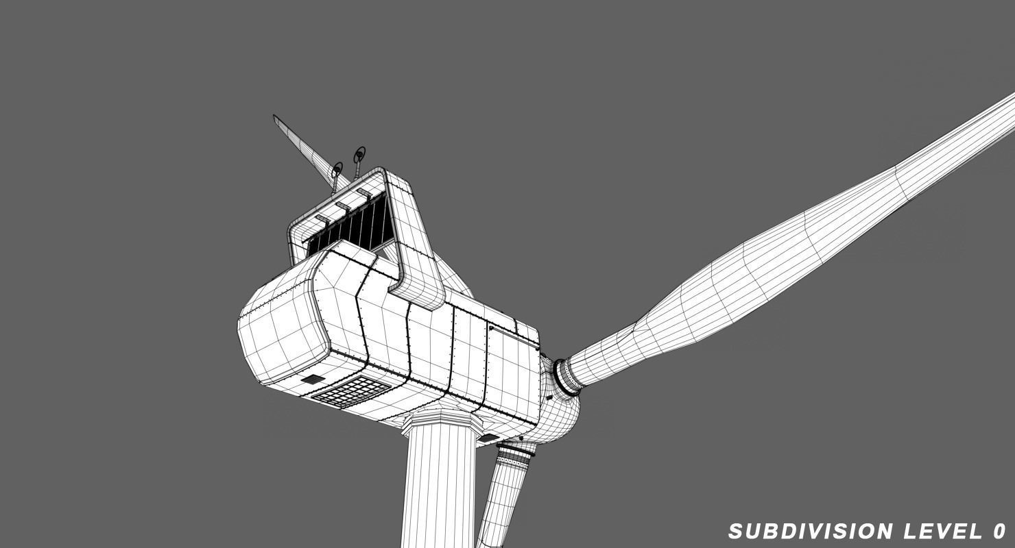 Windmills on the water Low-poly 3D model_10