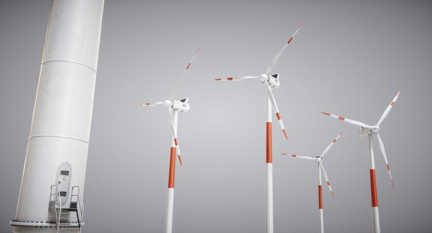 Windmills on the water Low-poly 3D model_3