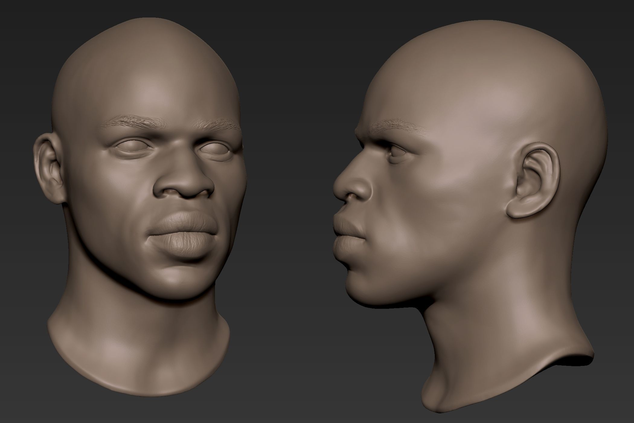 Black Man Head 5 3D model_7