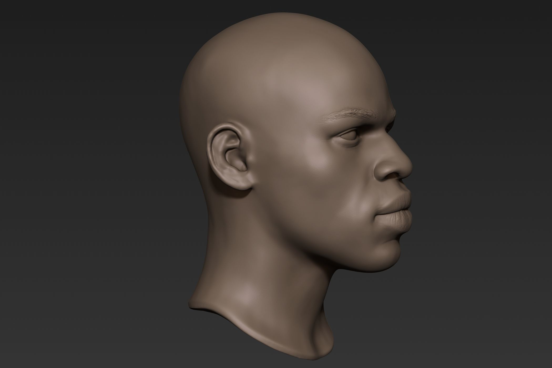 Black Man Head 5 3D model_3