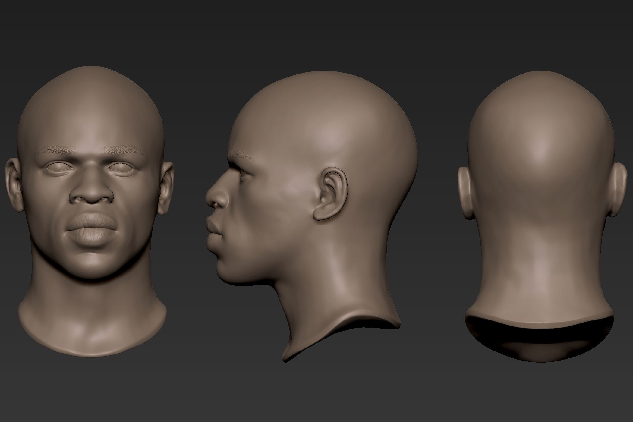 Black Man Head 5 3D model_8
