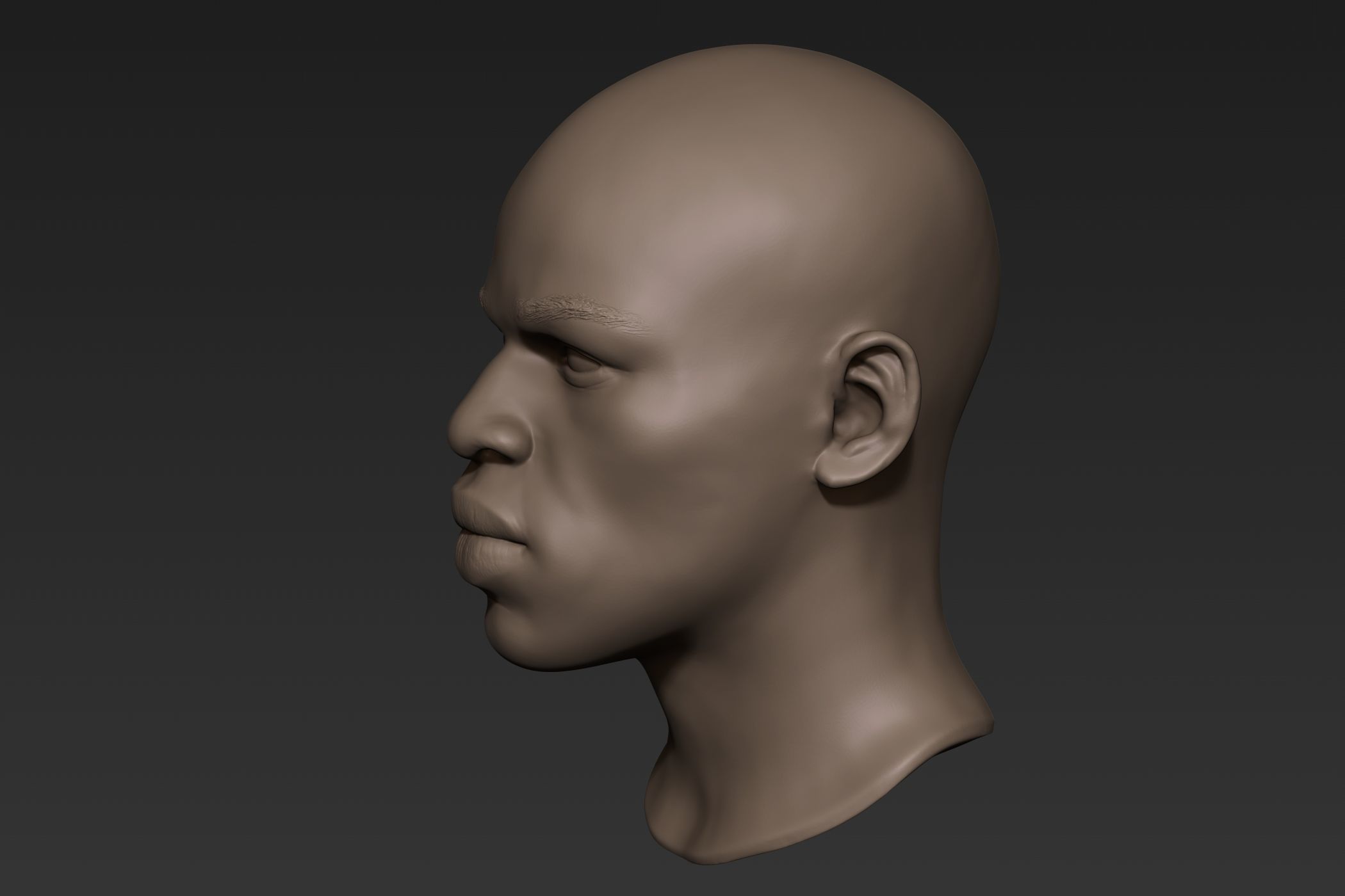 Black Man Head 5 3D model_5