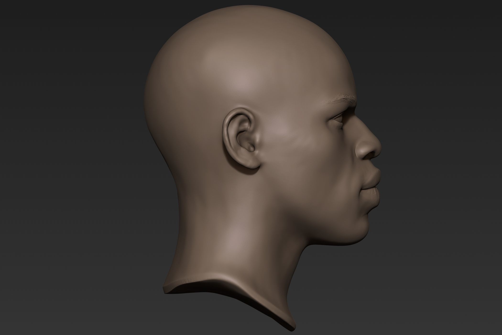 Black Man Head 5 3D model_4