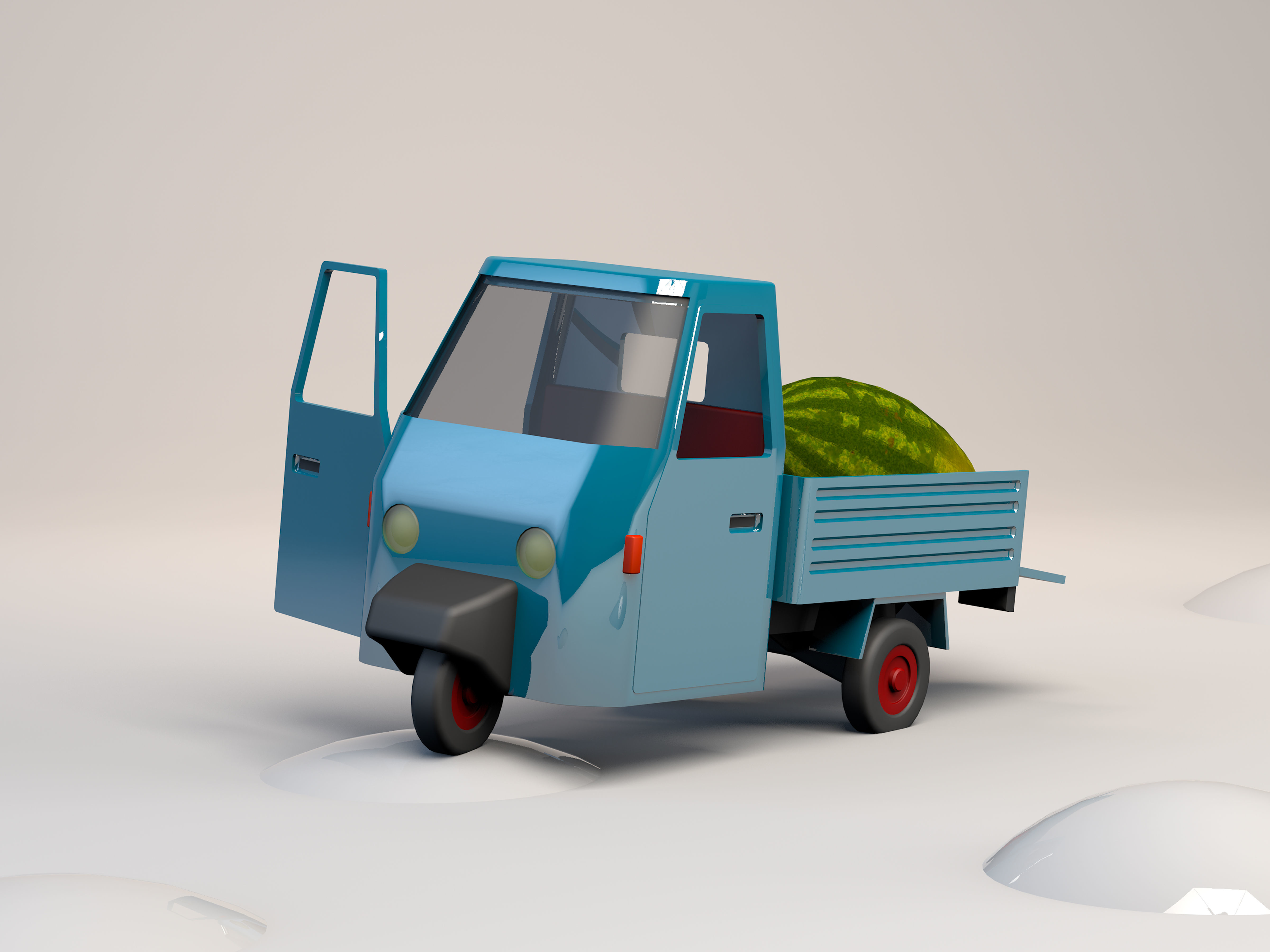 Micro flatbed pickup truck Low-poly 3D model_3