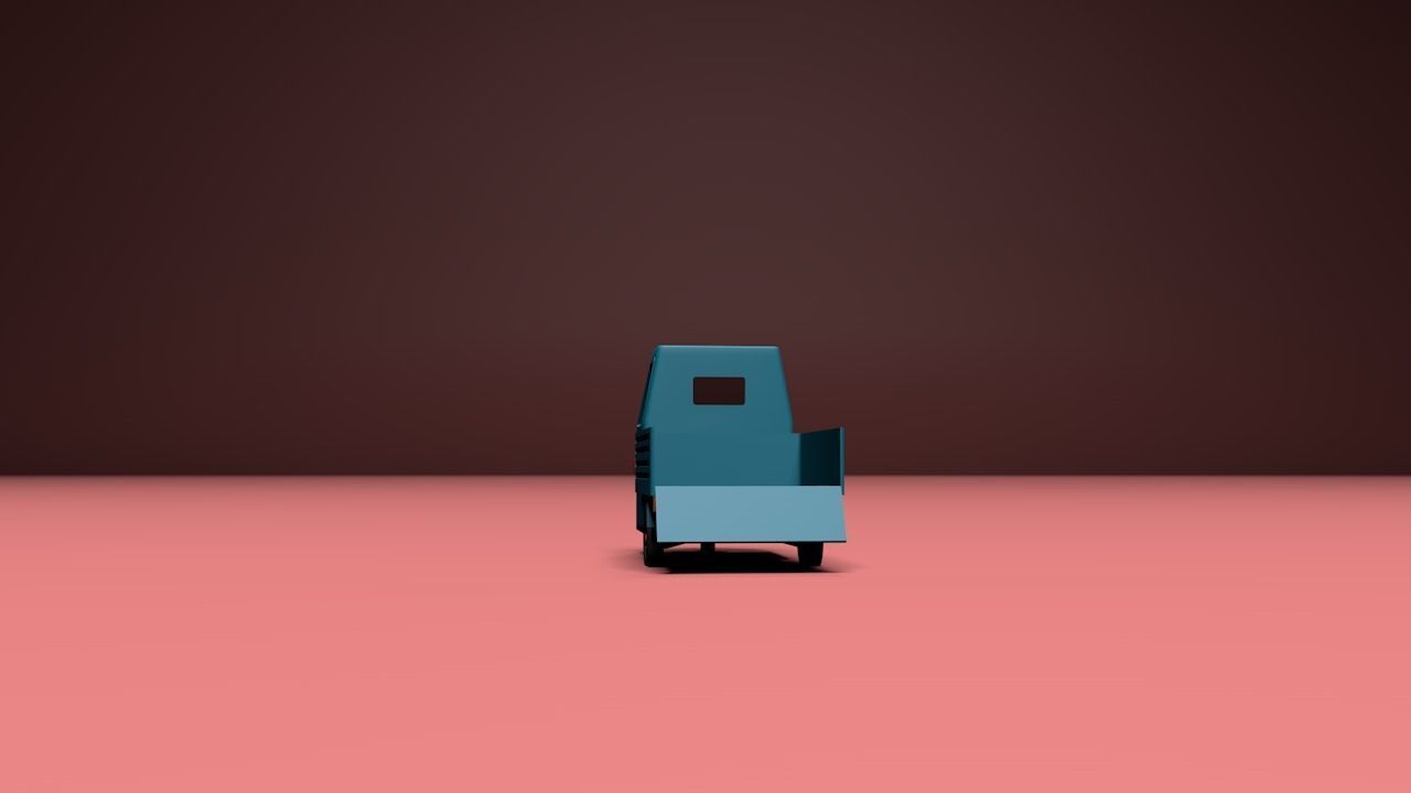 Micro flatbed pickup truck Low-poly 3D model_16