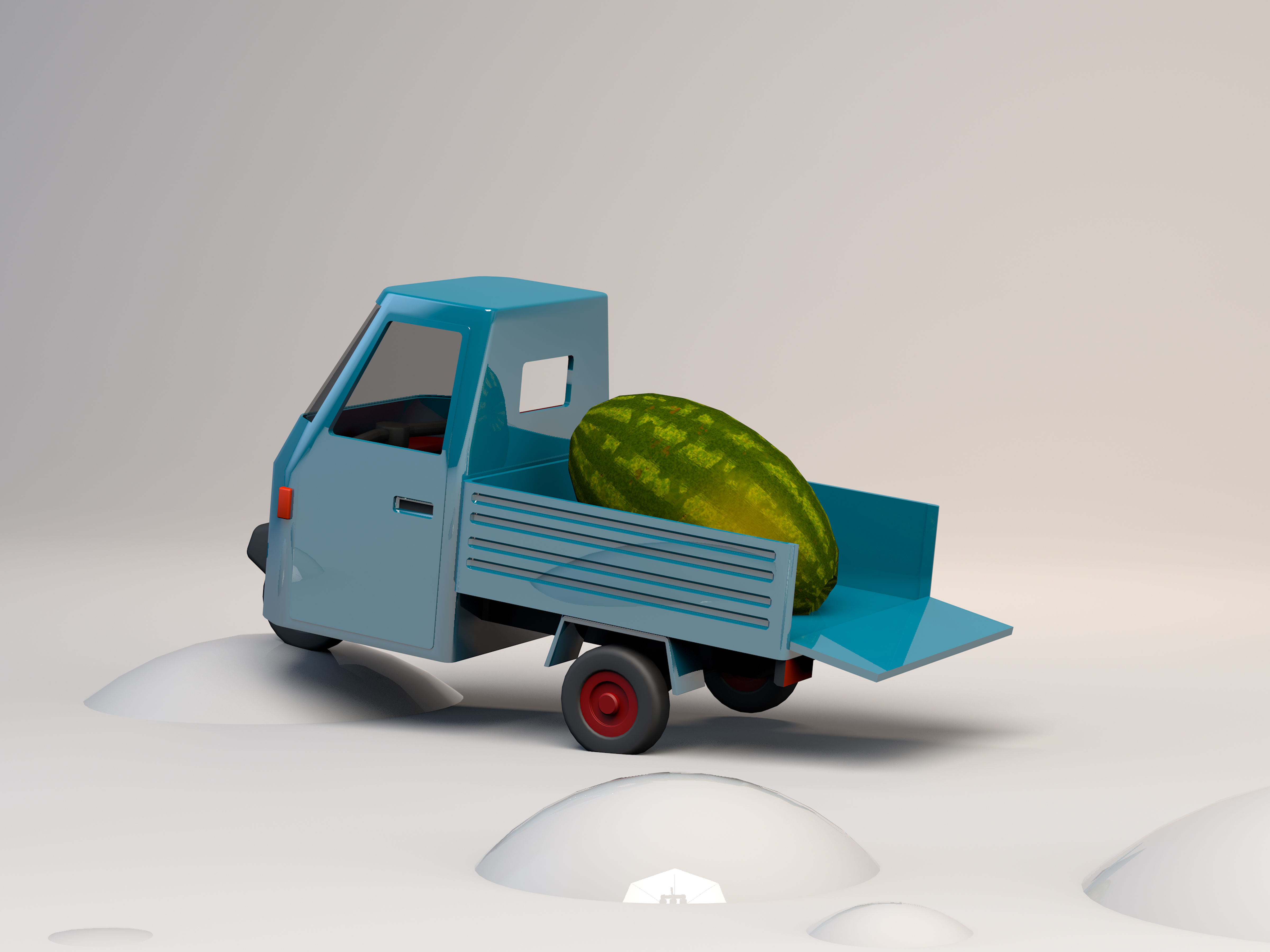 Micro flatbed pickup truck Low-poly 3D model_4