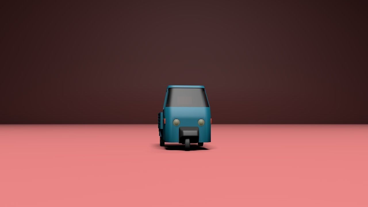 Micro flatbed pickup truck Low-poly 3D model_9