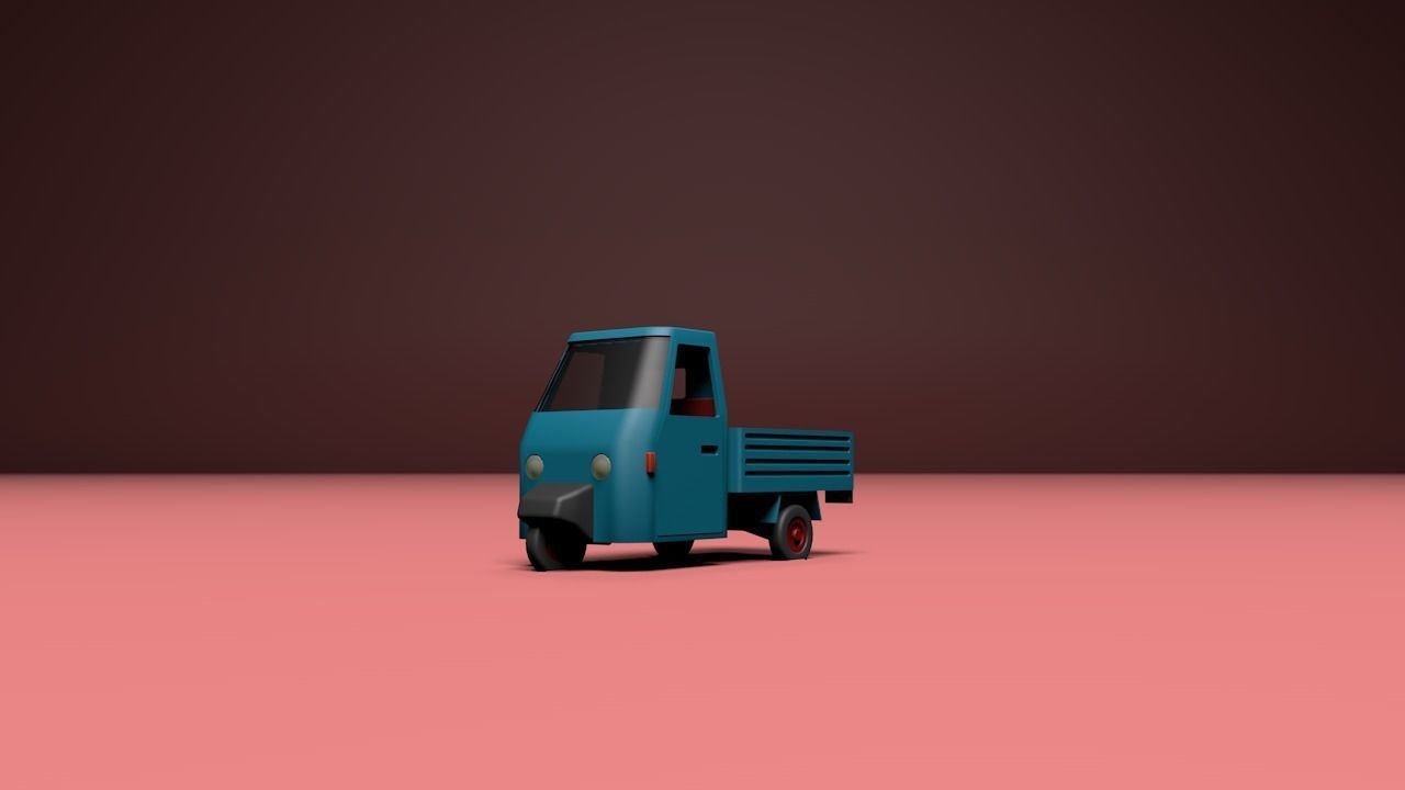 Micro flatbed pickup truck Low-poly 3D model_22