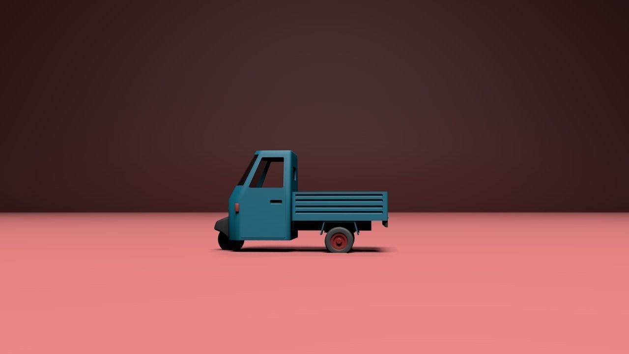 Micro flatbed pickup truck Low-poly 3D model_19