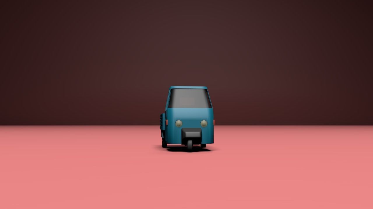 Micro flatbed pickup truck Low-poly 3D model_10