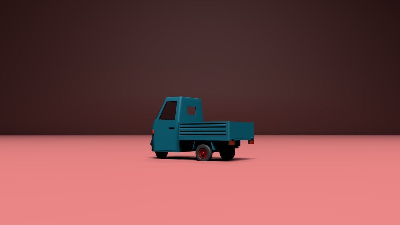 Micro flatbed pickup truck Low-poly 3D model_18