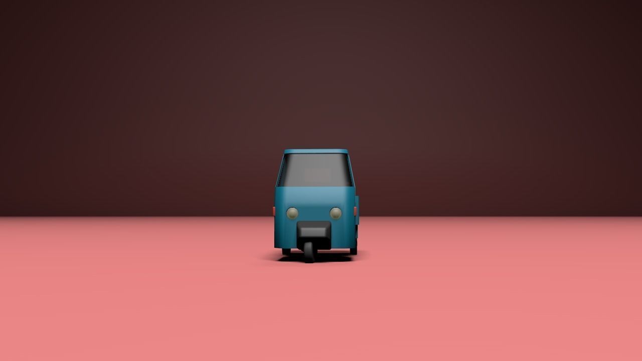 Micro flatbed pickup truck Low-poly 3D model_11