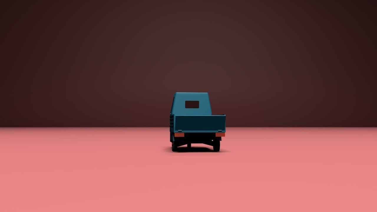 Micro flatbed pickup truck Low-poly 3D model_13