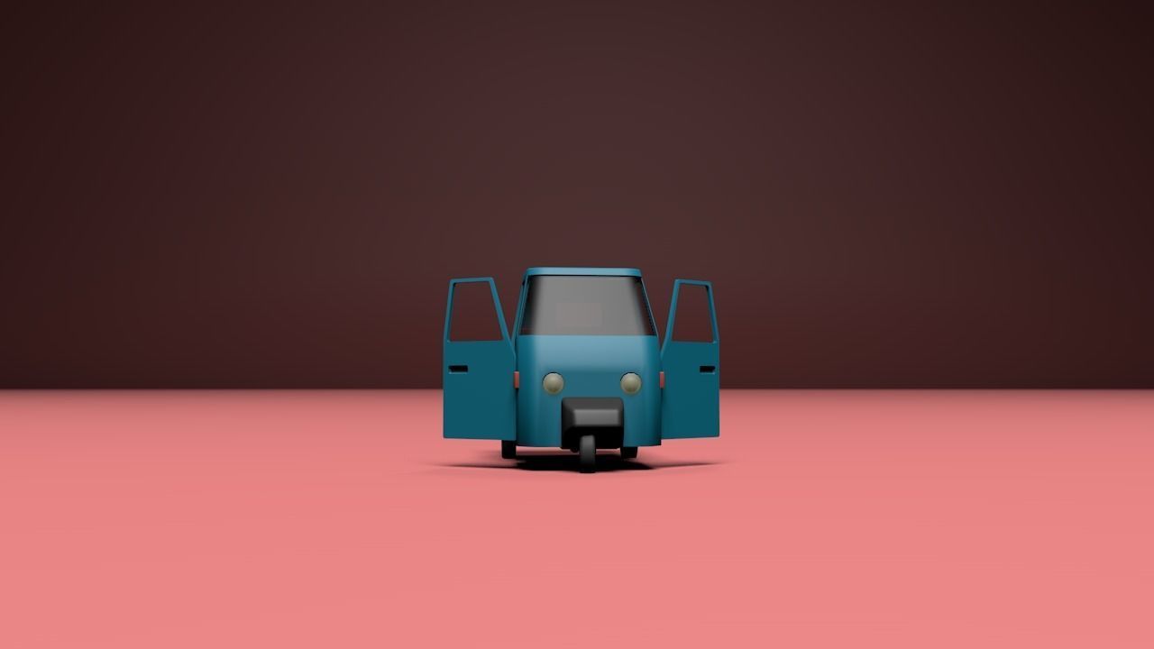 Micro flatbed pickup truck Low-poly 3D model_8
