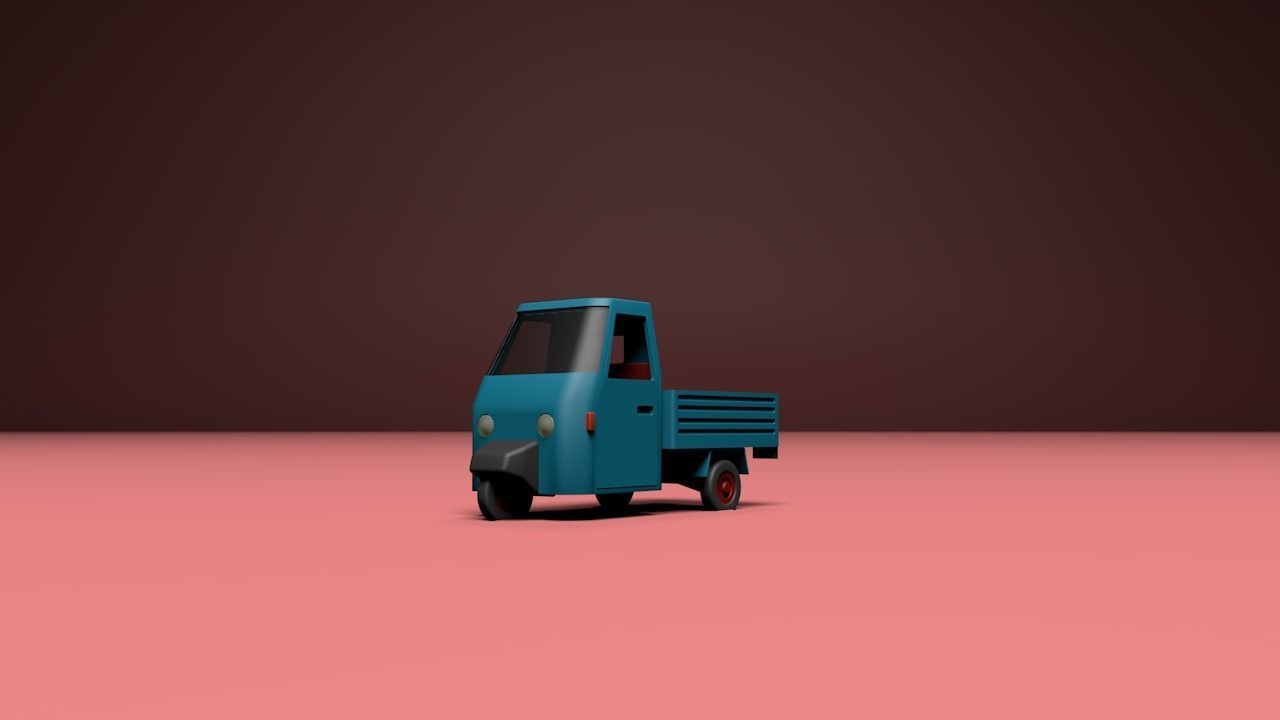 Micro flatbed pickup truck Low-poly 3D model_20