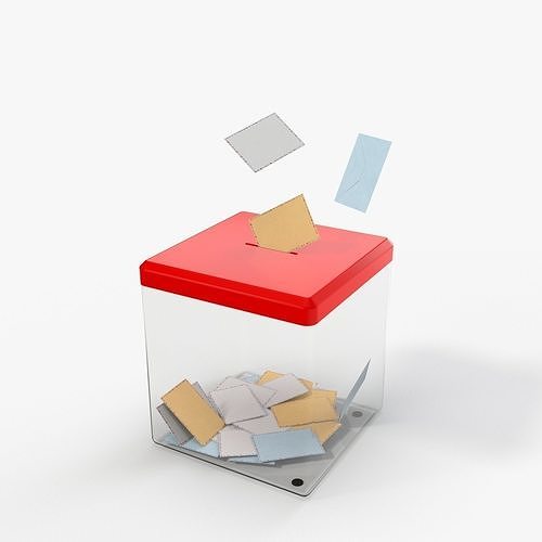 Glass Vote Box and Envelopes with PBR Textures 3D model