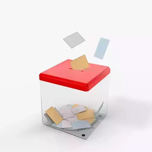 Glass Vote Box and Envelopes with PBR Textures 3D model