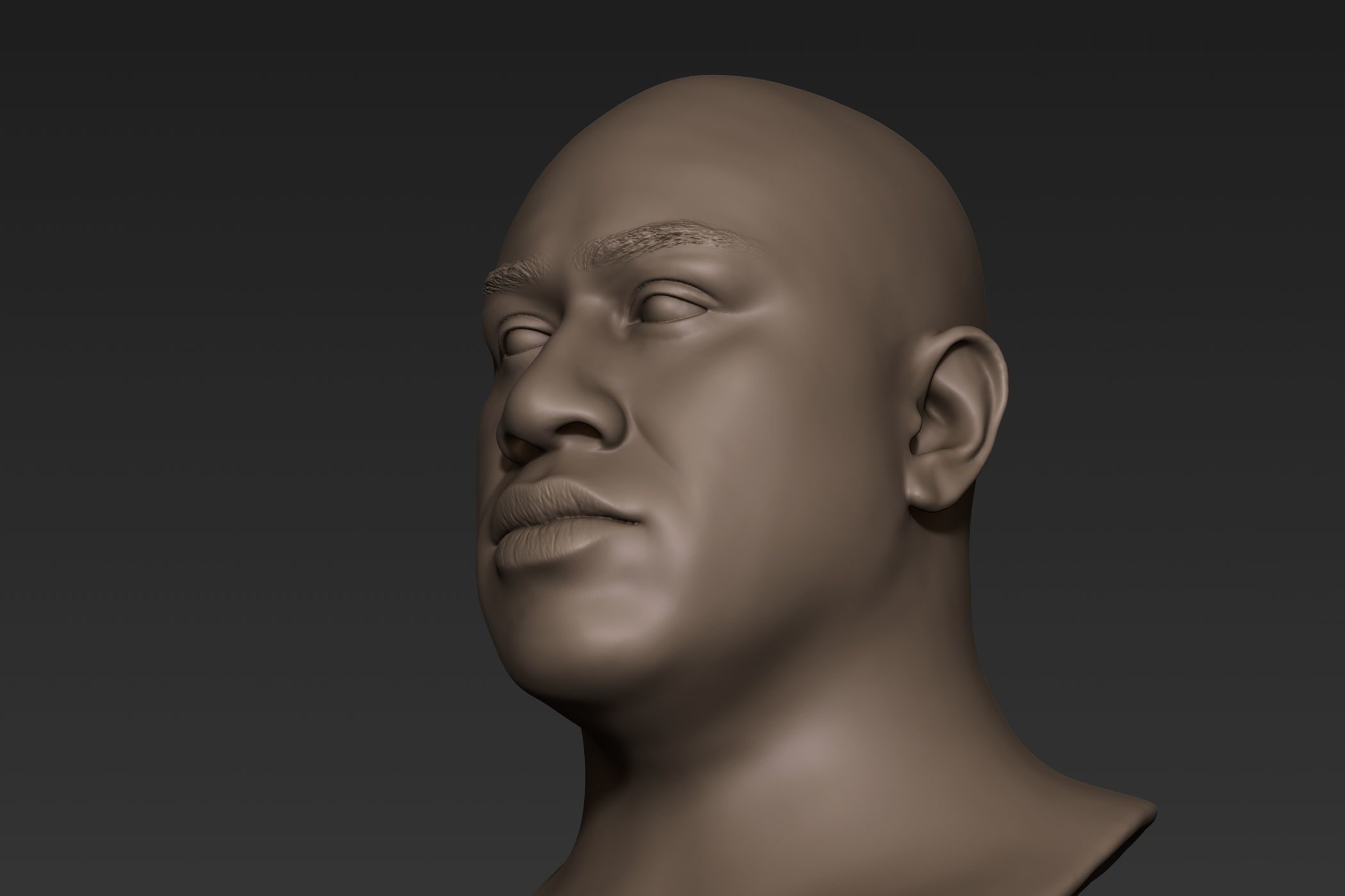 Black Man Head 6 3D model_4