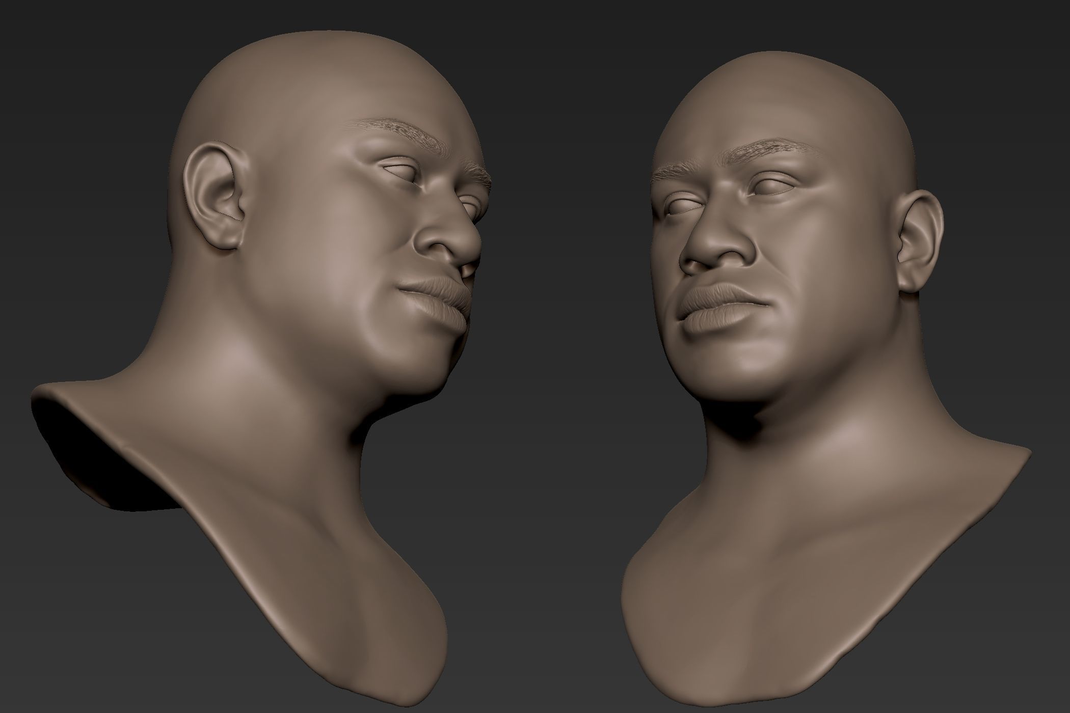 Black Man Head 6 3D model_5