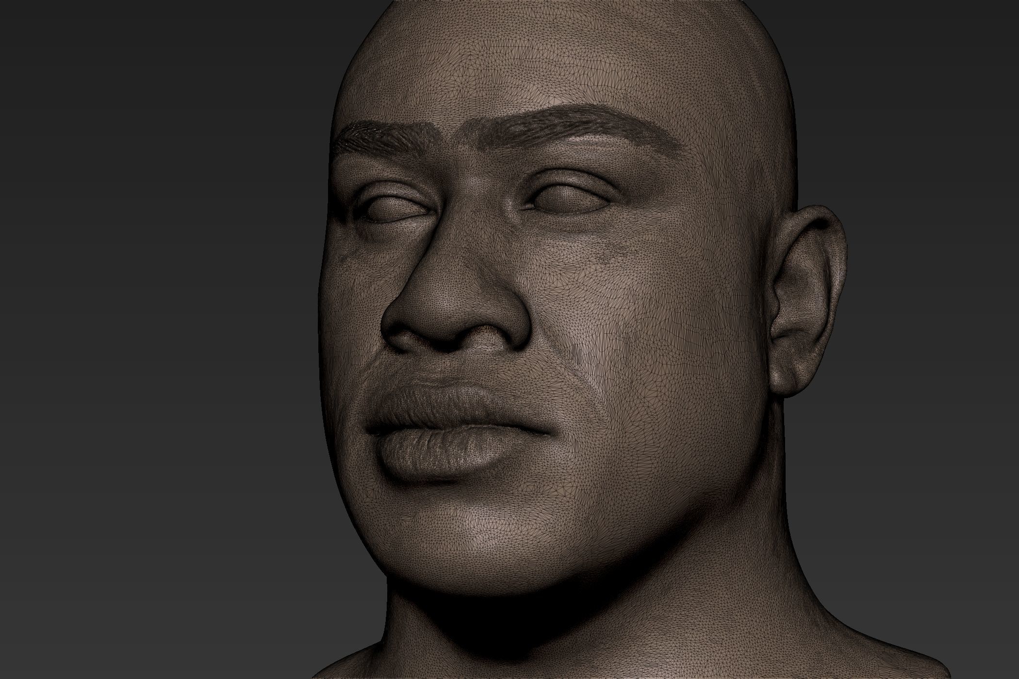 Black Man Head 6 3D model_6