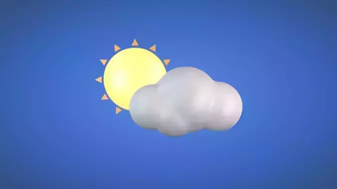 Mostly Sunny - Weather Icon Low-poly 3D model