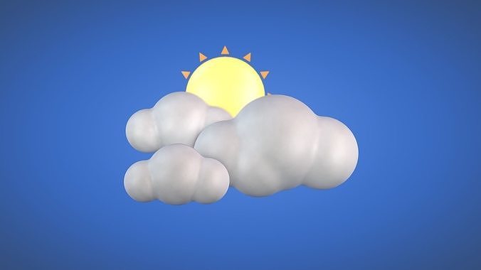 Partly Sunny - Weather Icon Low-poly 3D model