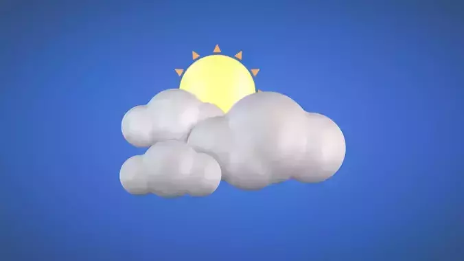 Partly Sunny - Weather Icon Low-poly 3D model