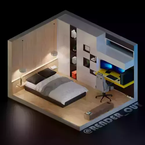 Modern Low-Poly gaming room