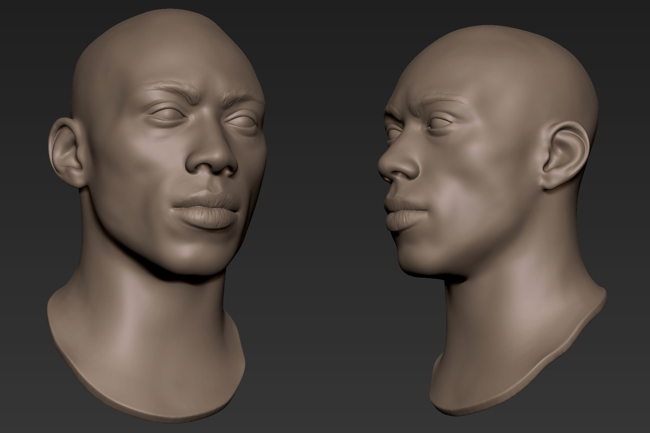 Black Man Head 8 3D model_5