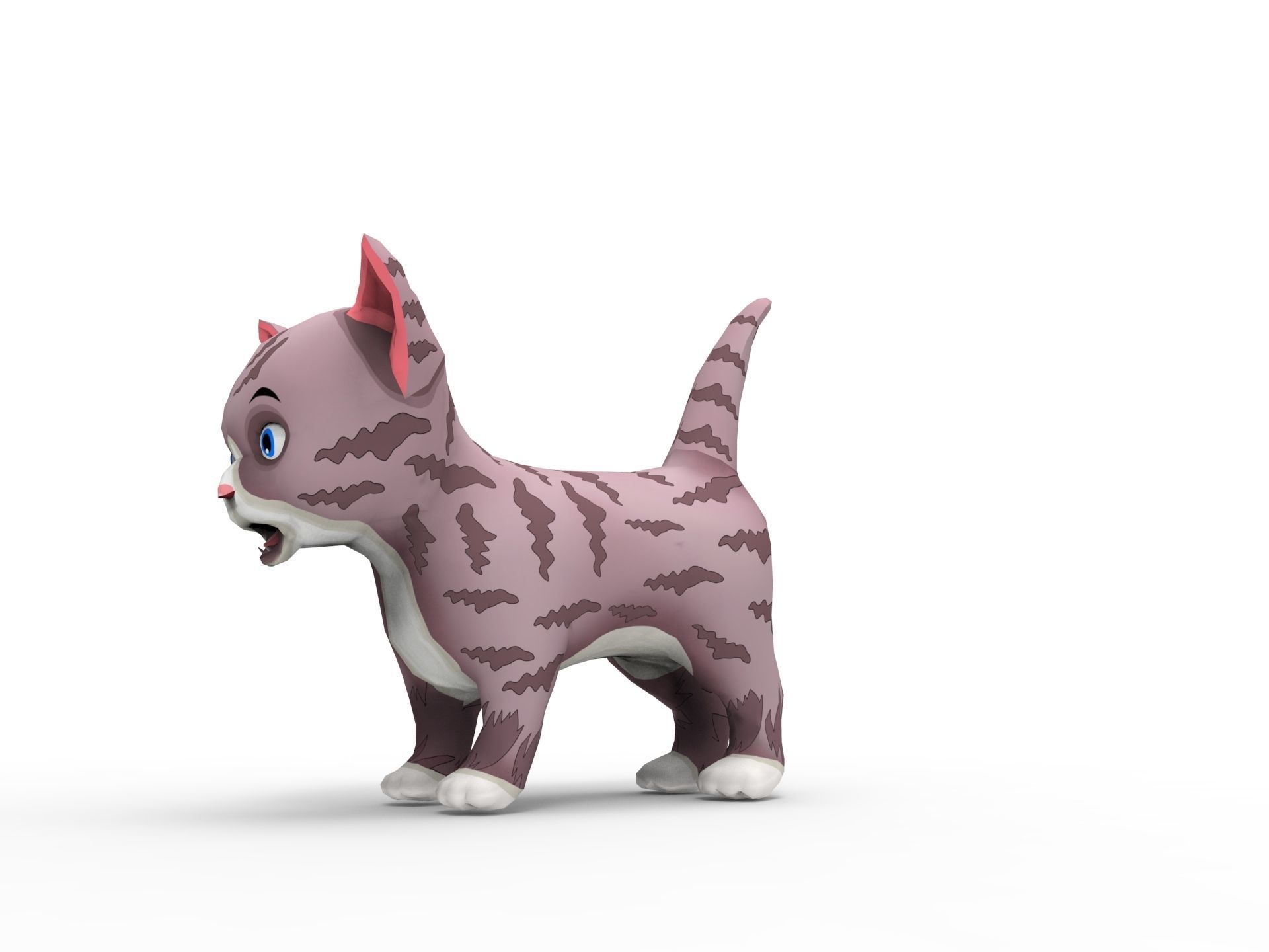 Cartoon Cute Pet Kitten Rigged  Low-poly 3D model_29